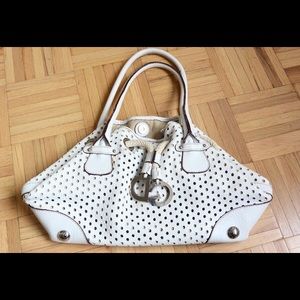 Dolce&Gabbana White Leather Shoulder Tote Handbag